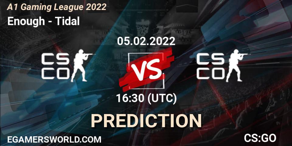 Enough vs Tidal: Betting TIp, Match Prediction. 05.02.2022 at 16:30. Counter-Strike (CS2), A1 Gaming League 2022