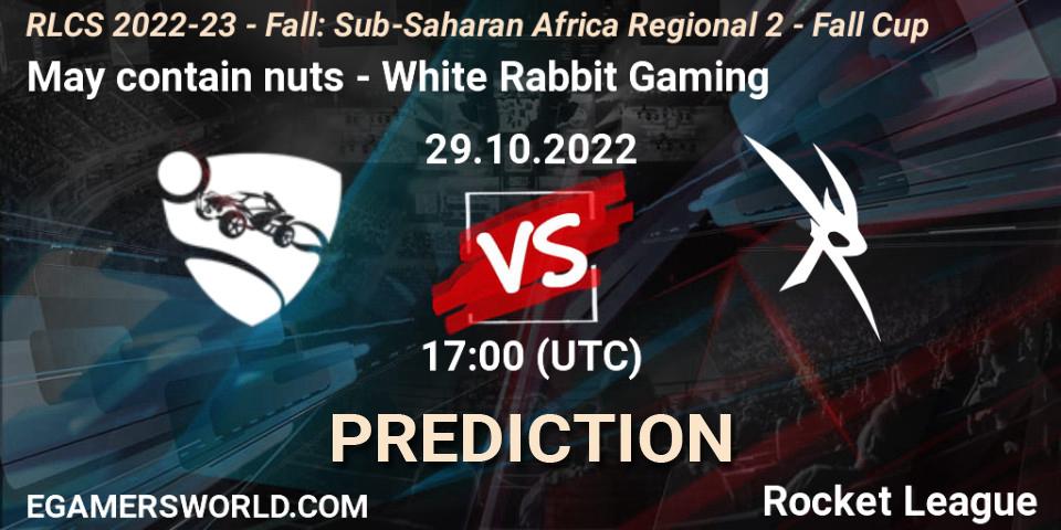May contain nuts vs White Rabbit Gaming: Betting TIp, Match Prediction. 29.10.22. Rocket League, RLCS 2022-23 - Fall: Sub-Saharan Africa Regional 2 - Fall Cup