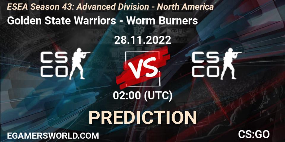 Golden State Warriors vs Worm Burners: Betting TIp, Match Prediction. 28.11.22. CS2 (CS:GO), ESEA Season 43: Advanced Division - North America