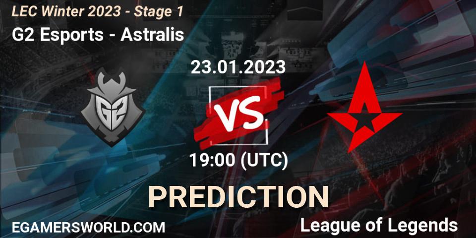 G2 Esports vs Astralis: Betting TIp, Match Prediction. 23.01.2023 at 19:45. LoL, LEC Winter 2023 - Stage 1