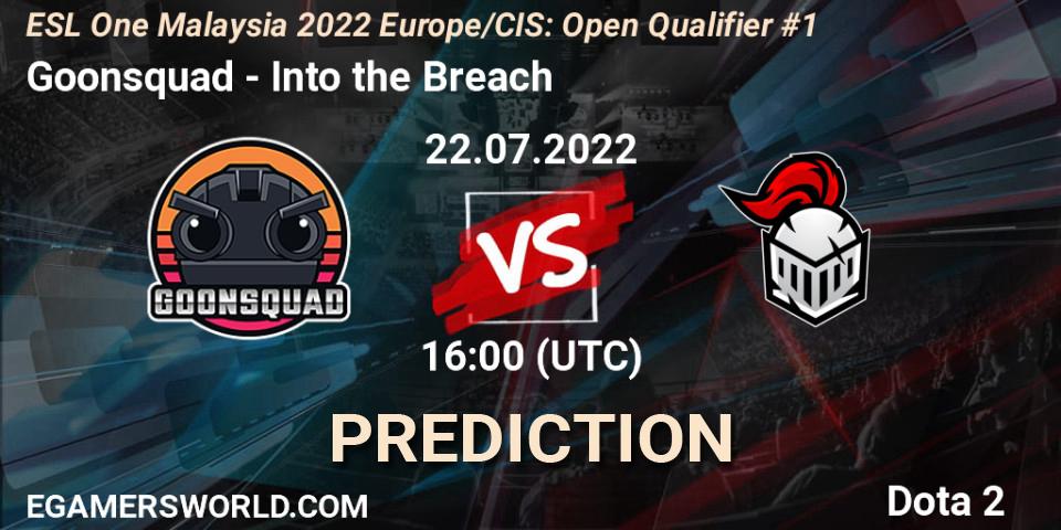 Goonsquad vs Into the Breach: Betting TIp, Match Prediction. 22.07.2022 at 16:00. Dota 2, ESL One Malaysia 2022 Europe/CIS: Open Qualifier #1