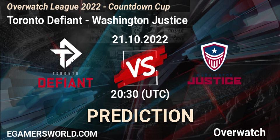 Toronto Defiant vs Washington Justice: Betting TIp, Match Prediction. 21.10.22. Overwatch, Overwatch League 2022 - Countdown Cup