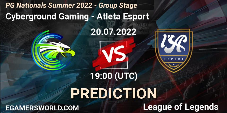 Cyberground Gaming vs Atleta Esport: Betting TIp, Match Prediction. 20.07.2022 at 19:00. LoL, PG Nationals Summer 2022 - Group Stage