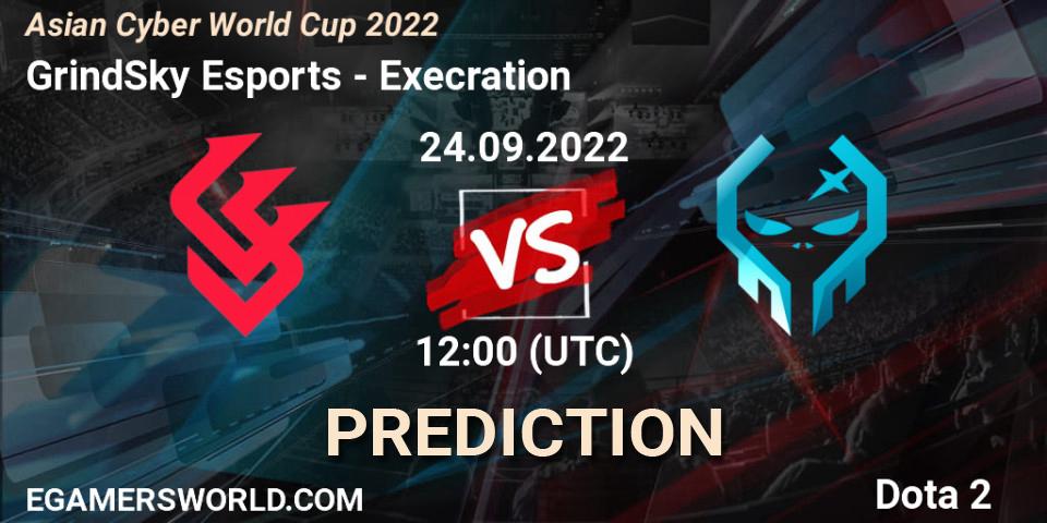 GrindSky Esports vs Execration: Betting TIp, Match Prediction. 24.09.2022 at 12:37. Dota 2, Asian Cyber World Cup 2022