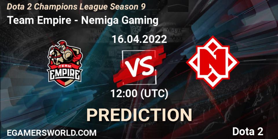Team Empire vs Nemiga Gaming: Betting TIp, Match Prediction. 16.04.22. Dota 2, Dota 2 Champions League Season 9