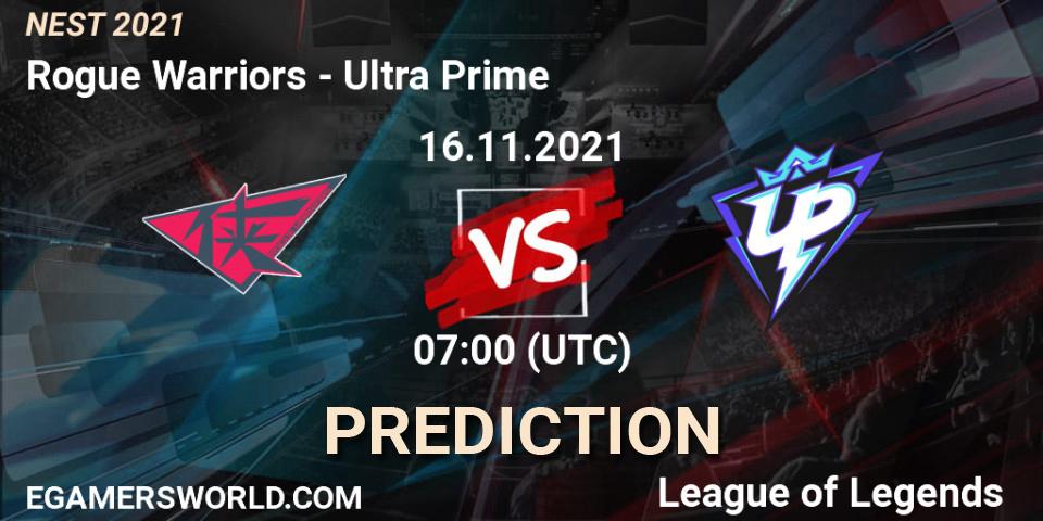 Ultra Prime vs Rogue Warriors: Betting TIp, Match Prediction. 16.11.2021 at 07:00. LoL, NEST 2021