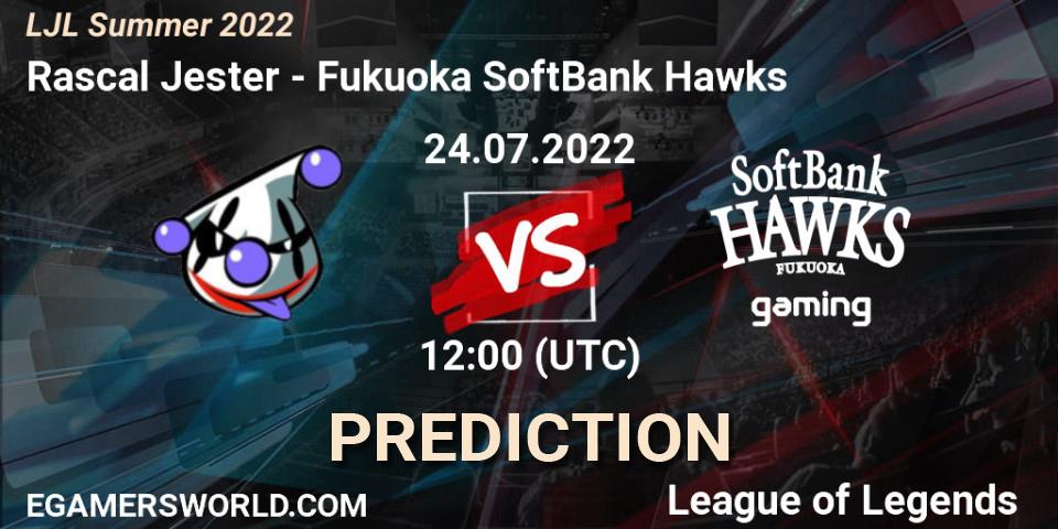 Rascal Jester vs Fukuoka SoftBank Hawks: Betting TIp, Match Prediction. 24.07.22. LoL, LJL Summer 2022
