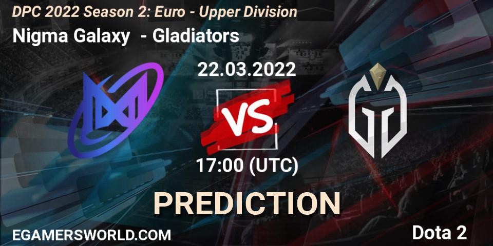Nigma Galaxy vs Gladiators: Betting TIp, Match Prediction. 03.04.22. Dota 2, DPC 2021/2022 Tour 2 (Season 2): WEU (Euro) Divison I (Upper) - DreamLeague Season 17