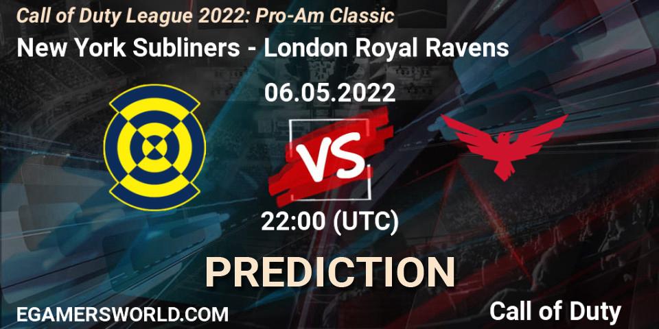 New York Subliners vs London Royal Ravens: Betting TIp, Match Prediction. 06.05.2022 at 22:00. Call of Duty, Call of Duty League 2022: Pro-Am Classic