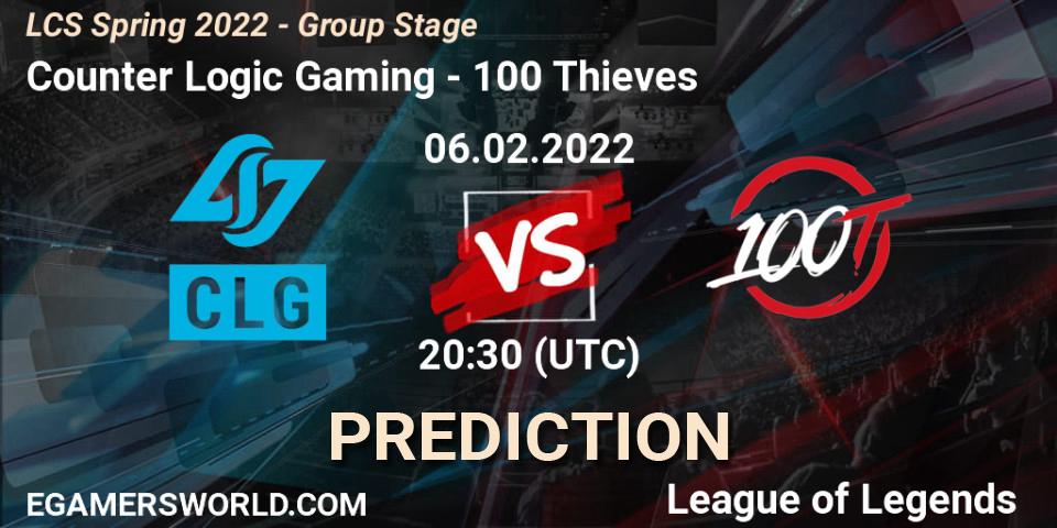 Counter Logic Gaming vs 100 Thieves: Betting TIp, Match Prediction. 06.02.2022 at 20:30. LoL, LCS Spring 2022 - Group Stage