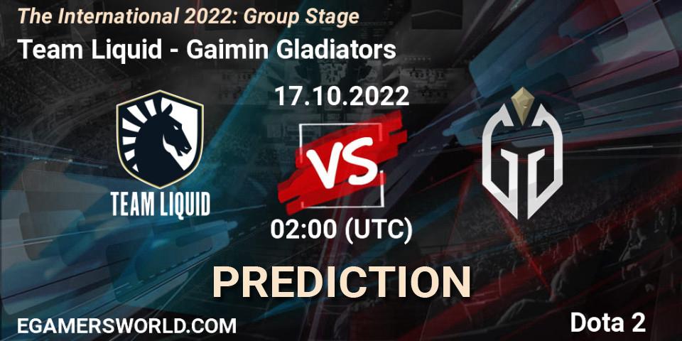 Team Liquid vs Gaimin Gladiators: Betting TIp, Match Prediction. 17.10.22. Dota 2, The International 2022: Group Stage