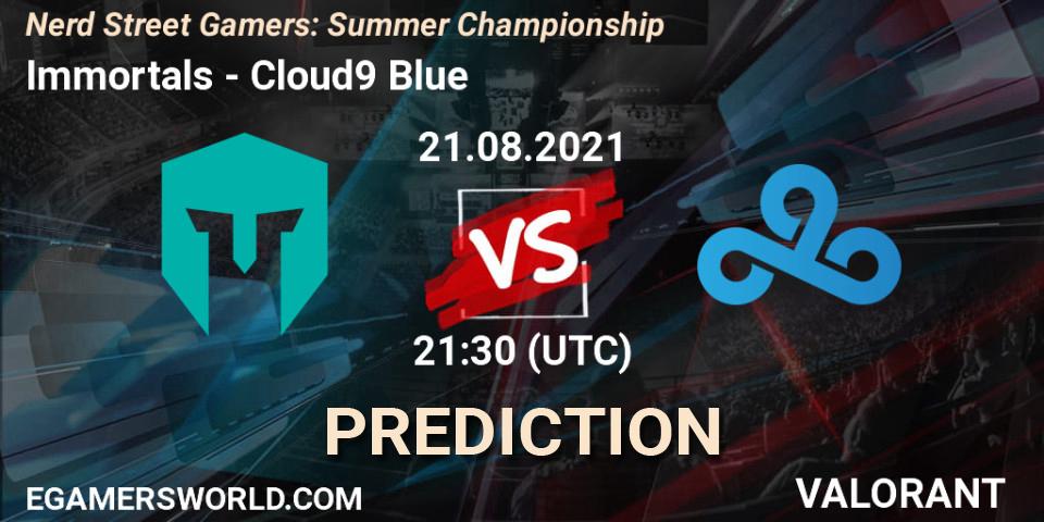 Immortals vs Cloud9 Blue: Betting TIp, Match Prediction. 21.08.21. VALORANT, Nerd Street Gamers: Summer Championship