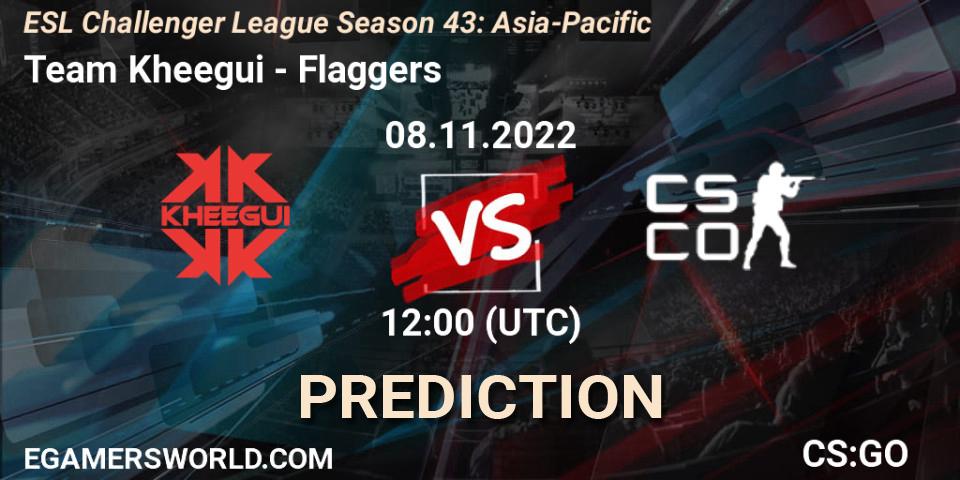 Team Kheegui vs Flaggers: Betting TIp, Match Prediction. 08.11.2022 at 12:00. Counter-Strike (CS2), ESL Challenger League Season 43: Asia-Pacific