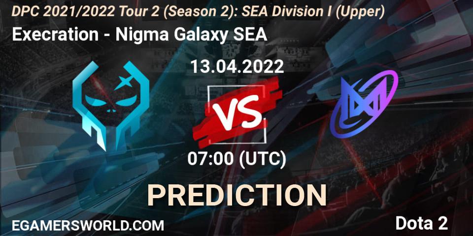 Execration vs Nigma Galaxy SEA: Betting TIp, Match Prediction. 13.04.2022 at 07:00. Dota 2, DPC 2021/2022 Tour 2 (Season 2): SEA Division I (Upper)