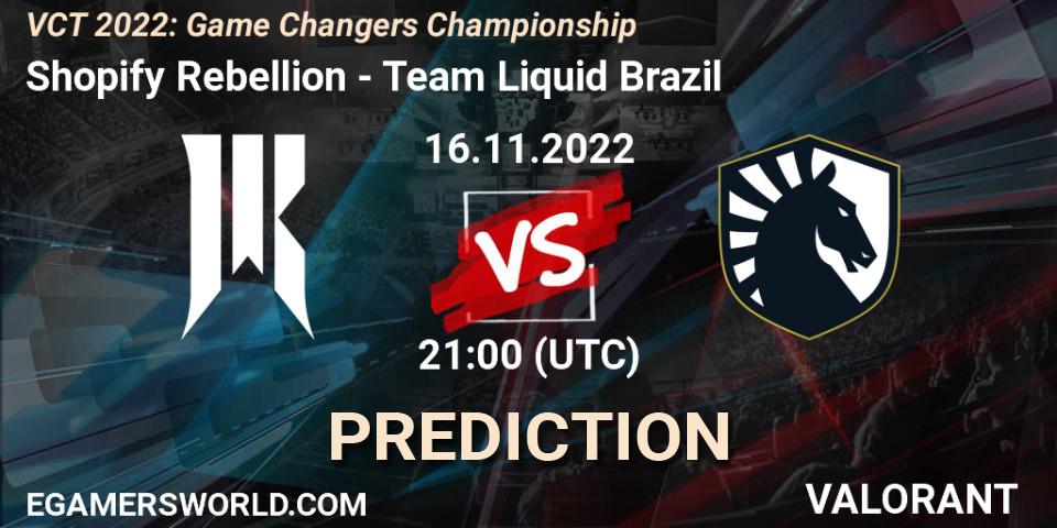 Shopify Rebellion vs Team Liquid Brazil: Betting TIp, Match Prediction. 17.11.22. VALORANT, VCT 2022: Game Changers Championship