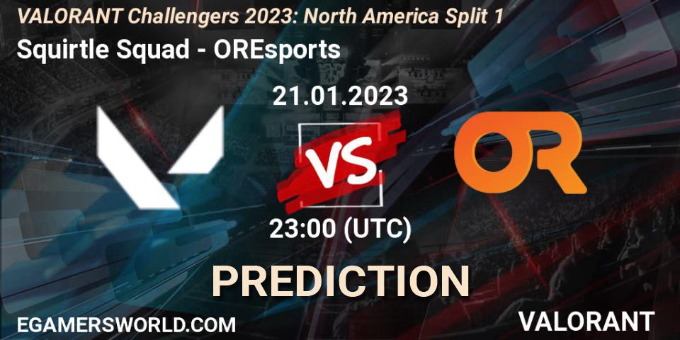 Squirtle Squad vs OREsports: Betting TIp, Match Prediction. 21.01.2023 at 23:00. VALORANT, VALORANT Challengers 2023: North America Split 1