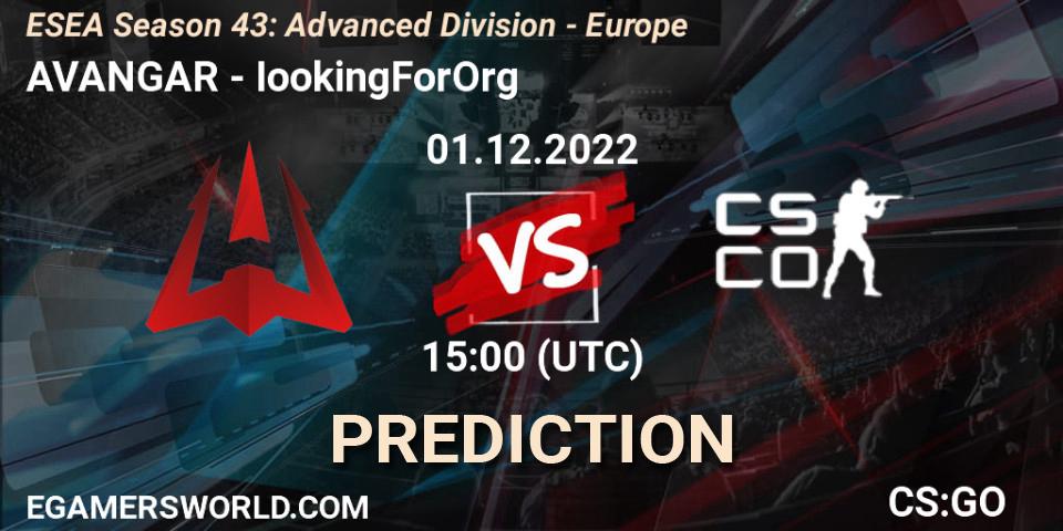 AVANGAR vs IookingForOrg: Betting TIp, Match Prediction. 01.12.22. CS2 (CS:GO), ESEA Season 43: Advanced Division - Europe