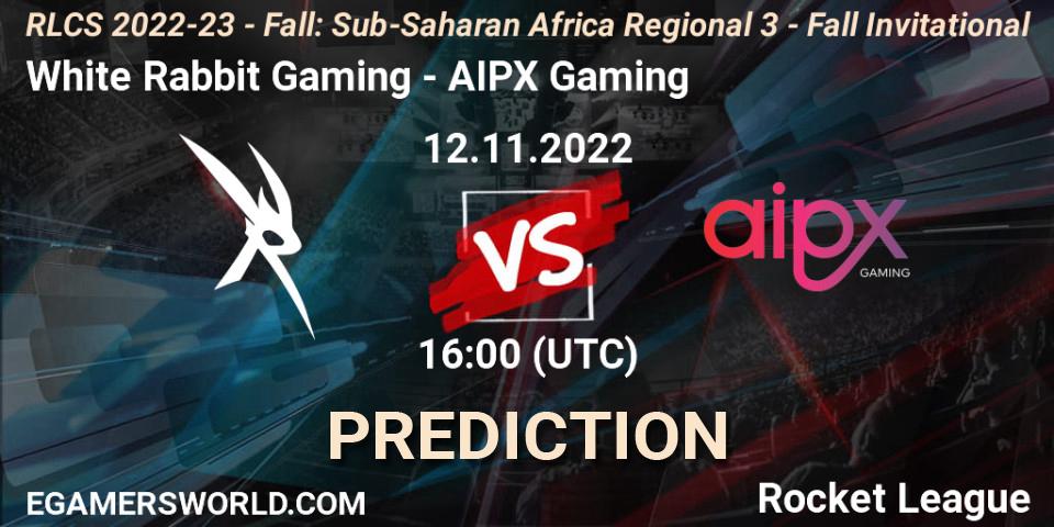 White Rabbit Gaming vs AIPX Gaming: Betting TIp, Match Prediction. 12.11.2022 at 16:00. Rocket League, RLCS 2022-23 - Fall: Sub-Saharan Africa Regional 3 - Fall Invitational