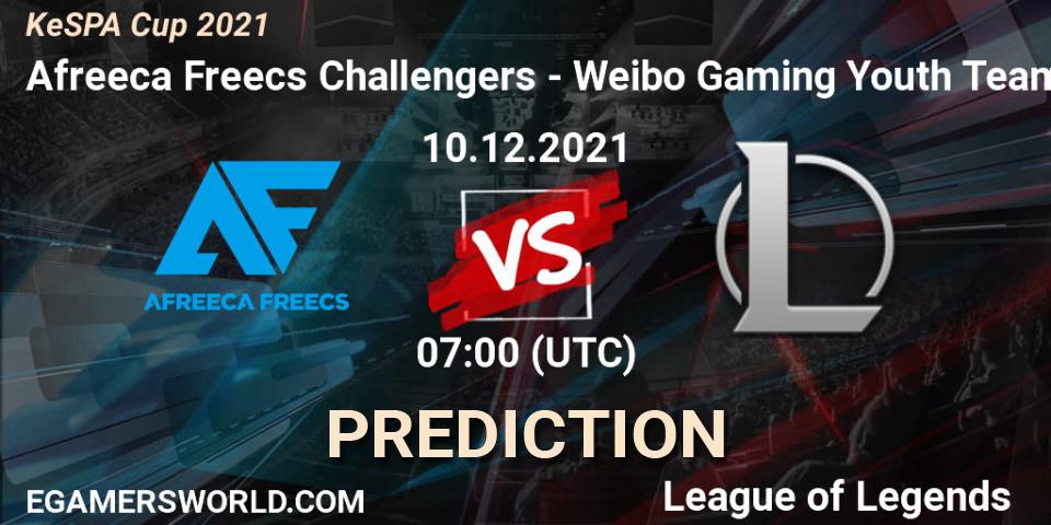 Afreeca Freecs Challengers vs Weibo Gaming Youth Team: Betting TIp, Match Prediction. 10.12.2021 at 06:00. LoL, KeSPA Cup 2021