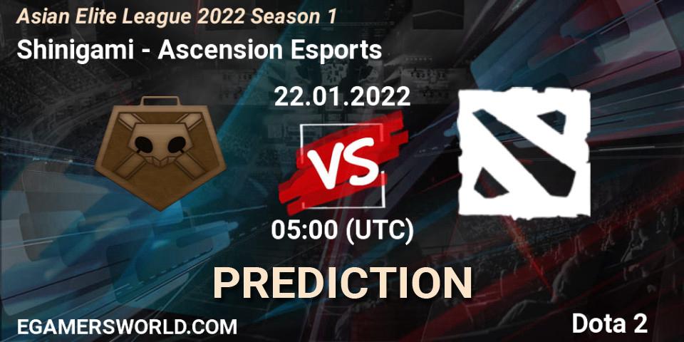Shinigami vs Ascension Esports: Betting TIp, Match Prediction. 22.01.2022 at 05:00. Dota 2, Asian Elite League 2022 Season 1
