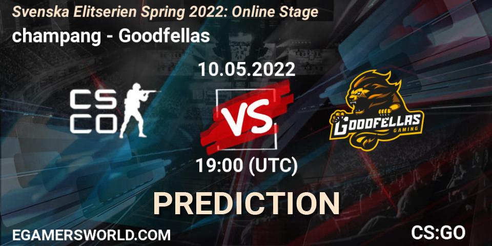champang vs Goodfellas: Betting TIp, Match Prediction. 10.05.22. CS2 (CS:GO), Svenska Elitserien Spring 2022: Online Stage