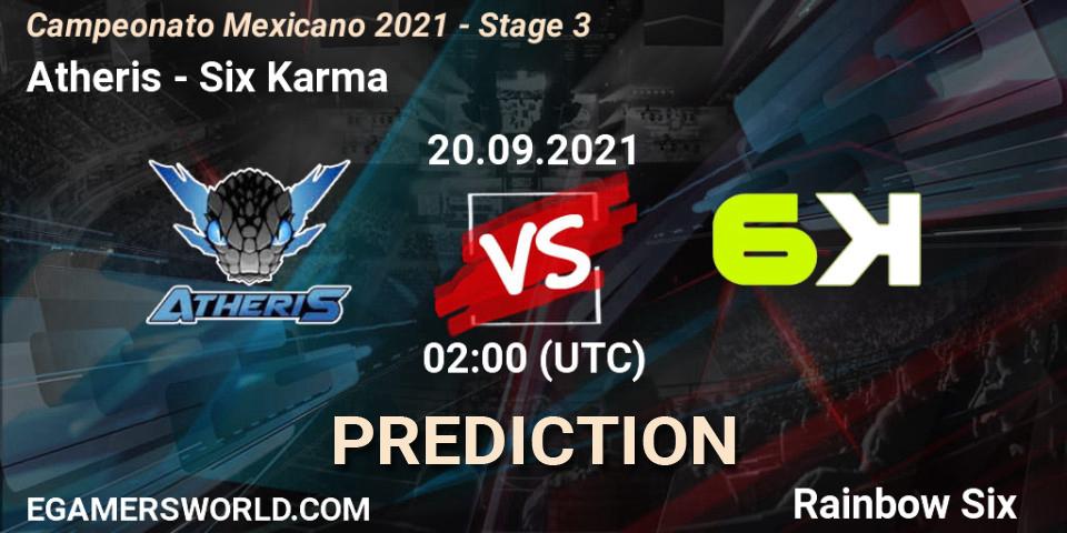 Atheris vs Six Karma: Betting TIp, Match Prediction. 20.09.2021 at 01:00. Rainbow Six, Campeonato Mexicano 2021 - Stage 3
