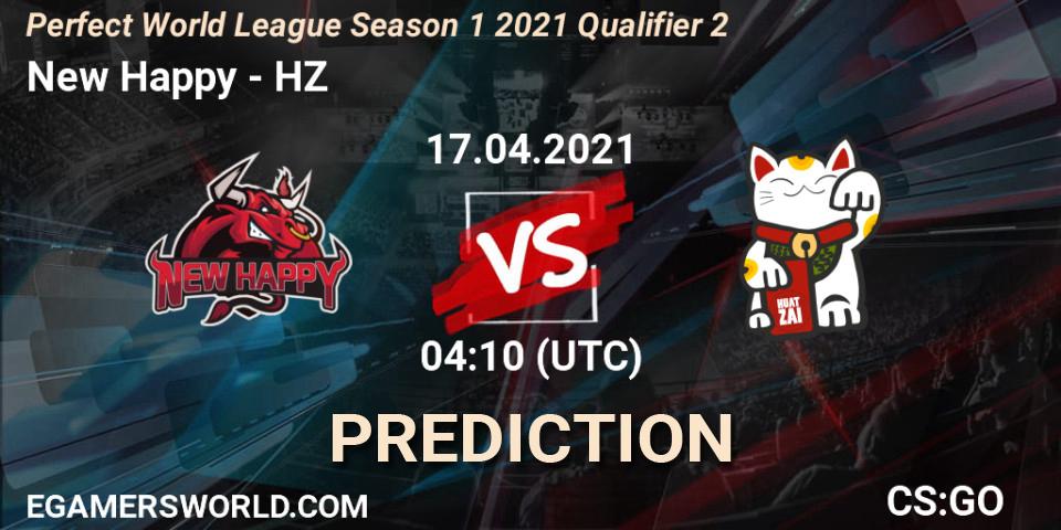 New Happy vs HZ: Betting TIp, Match Prediction. 17.04.2021 at 04:10. Counter-Strike (CS2), Perfect World League Season 1 2021 Qualifier 2