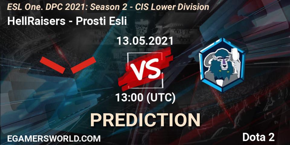 HellRaisers vs Prosti Esli: Betting TIp, Match Prediction. 13.05.2021 at 12:55. Dota 2, ESL One. DPC 2021: Season 2 - CIS Lower Division