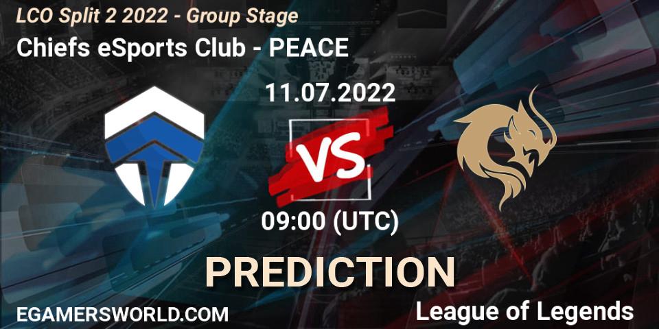 Chiefs eSports Club vs PEACE: Betting TIp, Match Prediction. 11.07.2022 at 09:00. LoL, LCO Split 2 2022 - Group Stage
