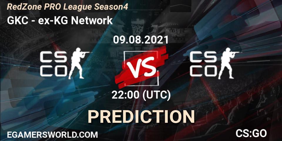 GKC vs ex-KG Network: Betting TIp, Match Prediction. 09.08.2021 at 22:00. Counter-Strike (CS2), RedZone PRO League Season 4