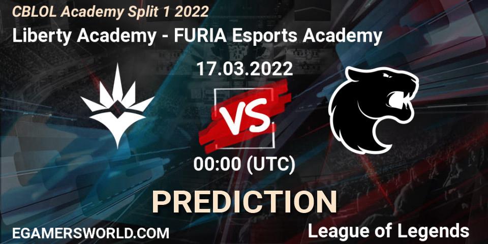 Liberty Academy vs FURIA Esports Academy: Betting TIp, Match Prediction. 17.03.2022 at 00:00. LoL, CBLOL Academy Split 1 2022