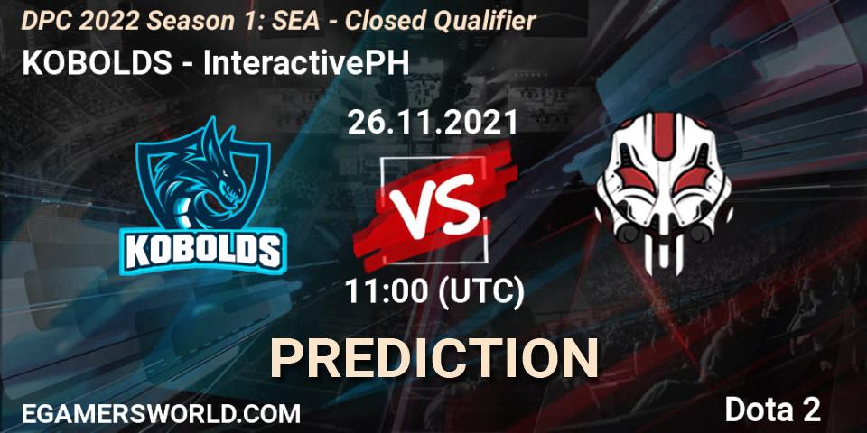 KOBOLDS vs InteractivePH: Betting TIp, Match Prediction. 26.11.21. Dota 2, DPC 2022 Season 1: SEA - Closed Qualifier