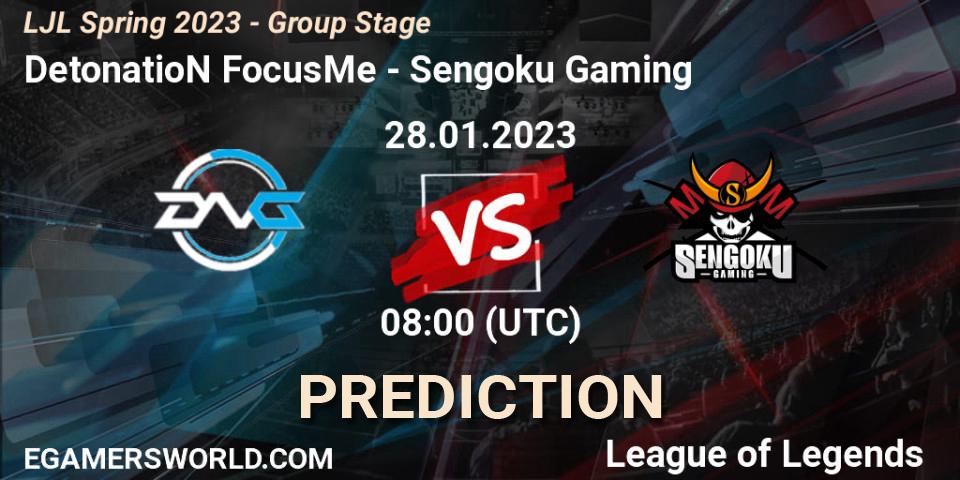 DetonatioN FocusMe vs Sengoku Gaming: Betting TIp, Match Prediction. 28.01.23. LoL, LJL Spring 2023 - Group Stage