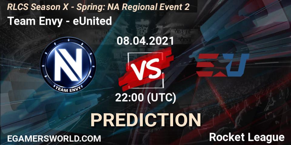 Team Envy vs eUnited: Betting TIp, Match Prediction. 08.04.2021 at 22:00. Rocket League, RLCS Season X - Spring: NA Regional Event 2