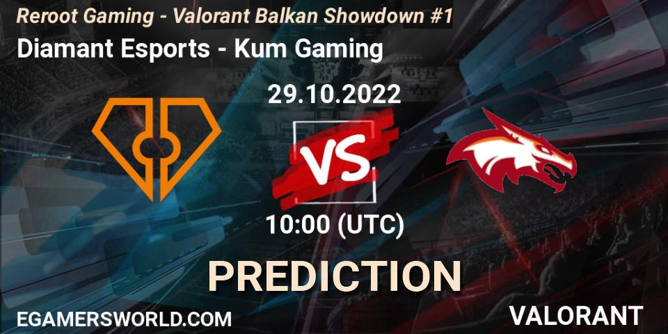 Diamant Esports vs Kum Gaming: Betting TIp, Match Prediction. 29.10.2022 at 10:00. VALORANT, Reroot Gaming - Valorant Balkan Showdown #1