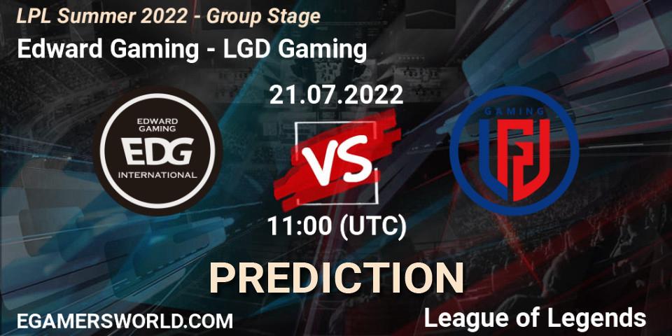 Edward Gaming vs LGD Gaming: Betting TIp, Match Prediction. 21.07.22. LoL, LPL Summer 2022 - Group Stage