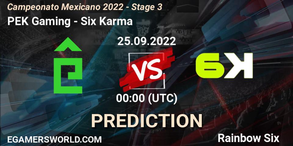 PÊEK Gaming vs Six Karma: Betting TIp, Match Prediction. 25.09.2022 at 00:00. Rainbow Six, Campeonato Mexicano 2022 - Stage 3