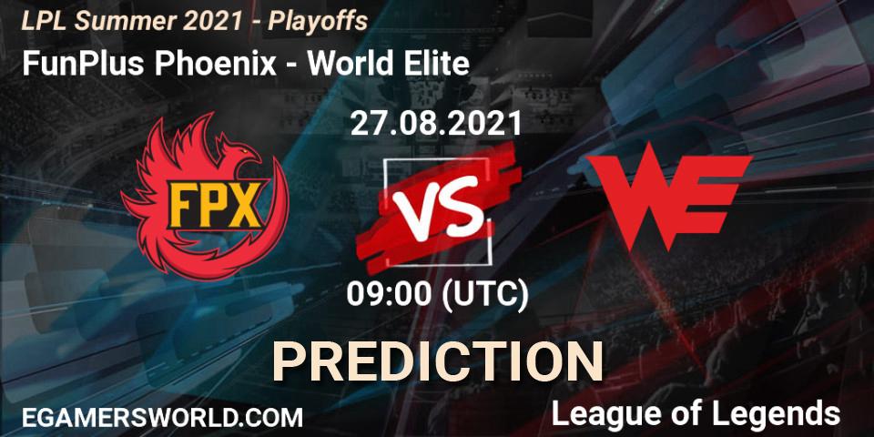FunPlus Phoenix vs World Elite: Betting TIp, Match Prediction. 27.08.21. LoL, LPL Summer 2021 - Playoffs
