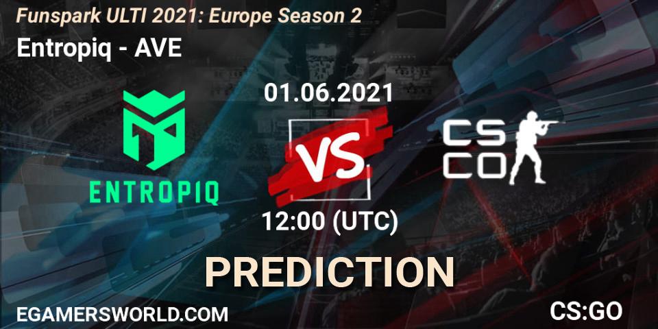 Entropiq vs AVE: Betting TIp, Match Prediction. 01.06.2021 at 12:00. Counter-Strike (CS2), Funspark ULTI 2021: Europe Season 2
