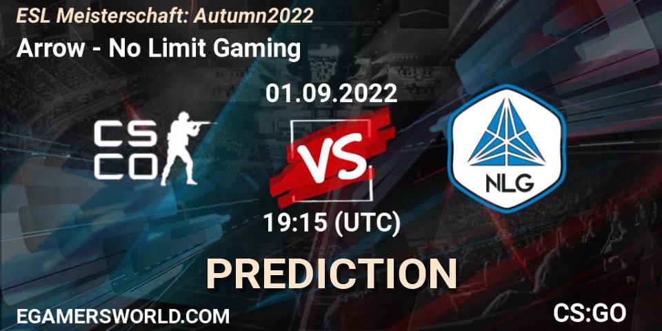 Arrow vs No Limit Gaming: Betting TIp, Match Prediction. 01.09.2022 at 19:15. Counter-Strike (CS2), ESL Meisterschaft: Autumn 2022
