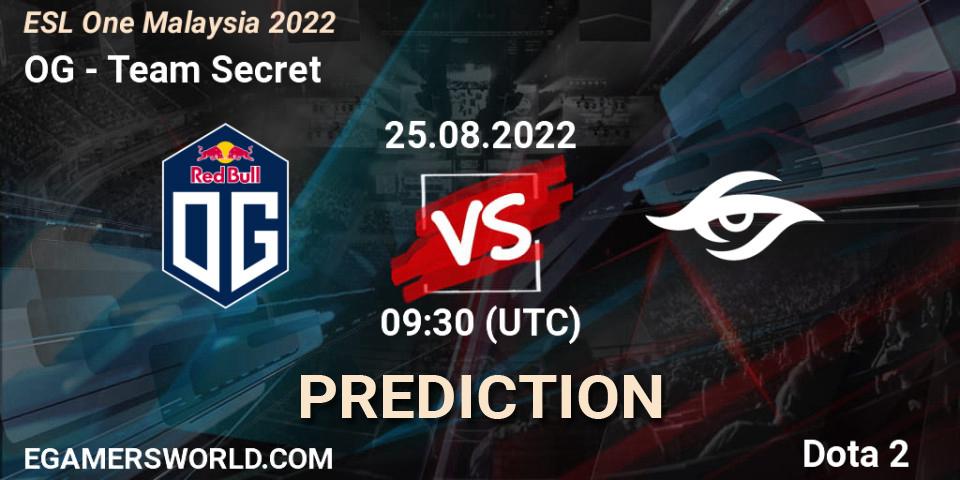 OG vs Team Secret: Betting TIp, Match Prediction. 25.08.22. Dota 2, ESL One Malaysia 2022