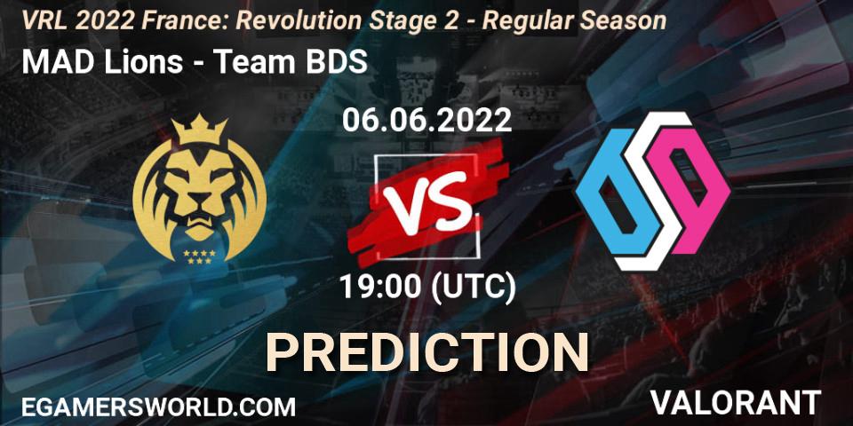 MAD Lions vs Team BDS: Betting TIp, Match Prediction. 06.06.2022 at 19:00. VALORANT, VRL 2022 France: Revolution Stage 2 - Regular Season