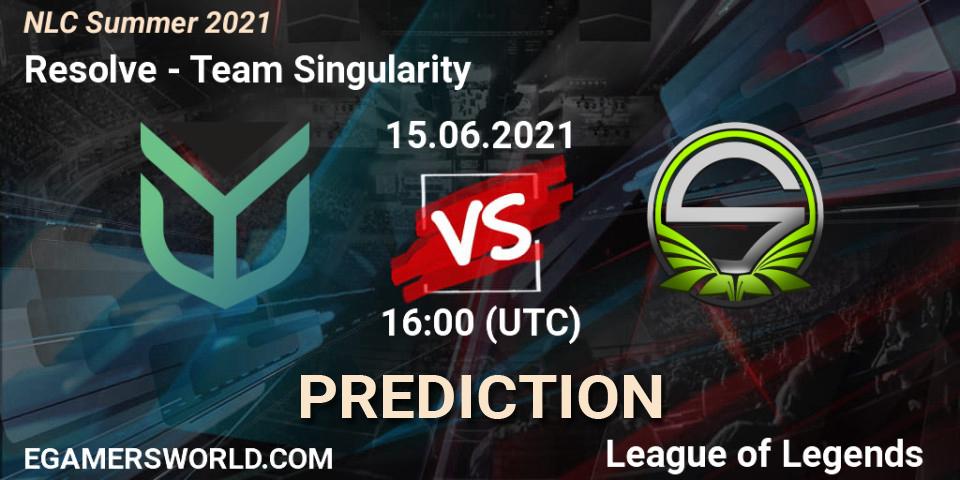 Resolve vs Team Singularity: Betting TIp, Match Prediction. 15.06.2021 at 16:00. LoL, NLC Summer 2021