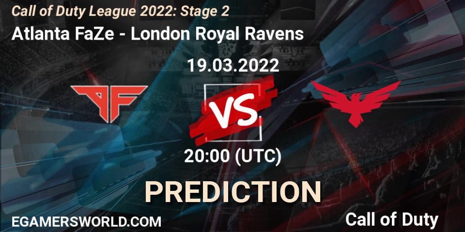 Atlanta FaZe vs London Royal Ravens: Betting TIp, Match Prediction. 19.03.2022 at 19:00. Call of Duty, Call of Duty League 2022: Stage 2