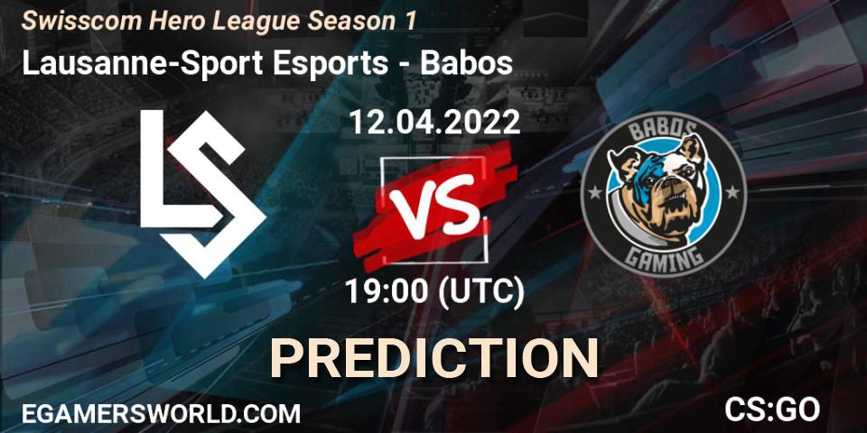 Lausanne-Sport Esports vs Babos: Betting TIp, Match Prediction. 12.04.2022 at 19:00. Counter-Strike (CS2), Swisscom Hero League Season 1