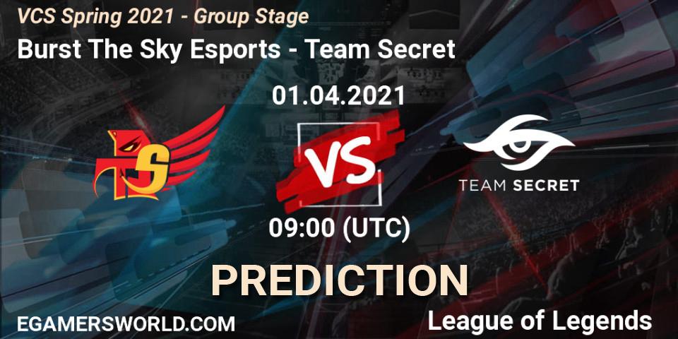 Burst The Sky Esports vs Team Secret: Betting TIp, Match Prediction. 01.04.2021 at 11:00. LoL, VCS Spring 2021 - Group Stage