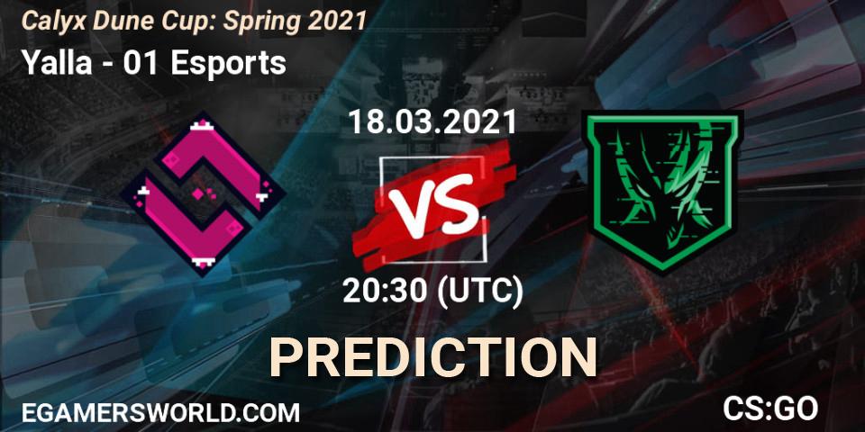 Yalla vs 01 Esports: Betting TIp, Match Prediction. 18.03.21. CS2 (CS:GO), Calyx Dune Cup: Spring 2021