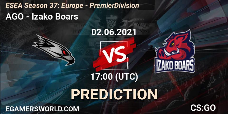 AGO vs Izako Boars: Betting TIp, Match Prediction. 02.06.21. CS2 (CS:GO), ESEA Season 37: Europe - Premier Division