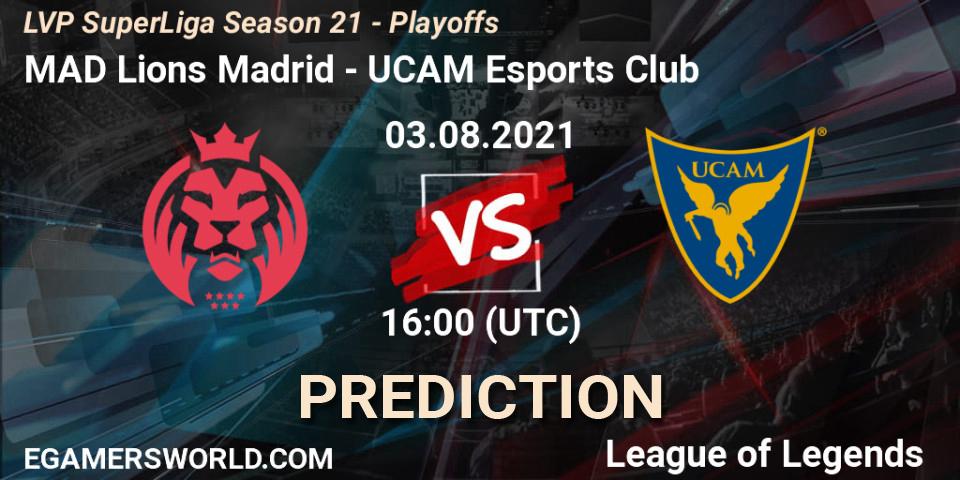 MAD Lions Madrid vs UCAM Esports Club: Betting TIp, Match Prediction. 03.08.21. LoL, LVP SuperLiga Season 21 - Playoffs