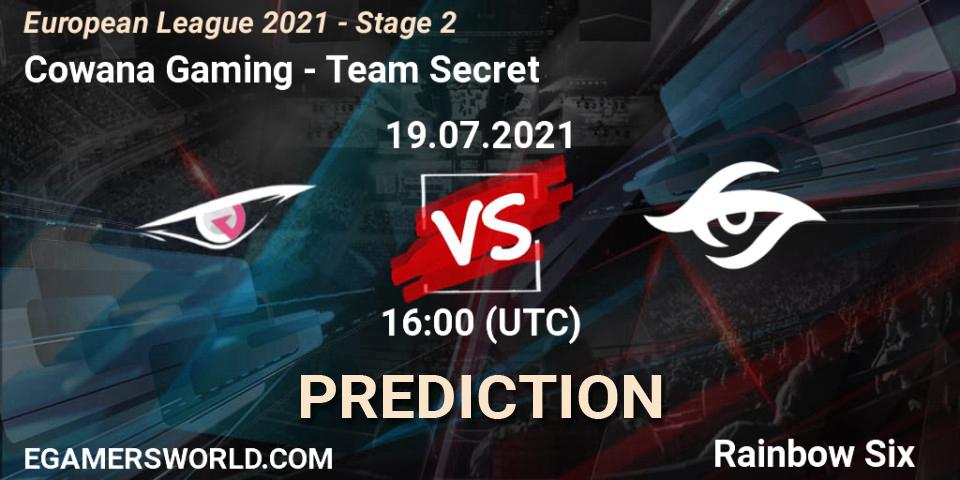 Cowana Gaming vs Team Secret: Betting TIp, Match Prediction. 19.07.2021 at 16:00. Rainbow Six, European League 2021 - Stage 2